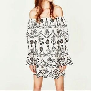 Zara Embroidered Off-Shoulder Dress